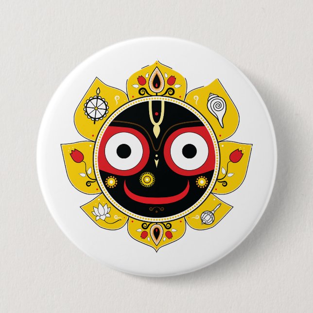 Lord Jagannath Face Hindu Deity Spiritual Knapp (Framsida)