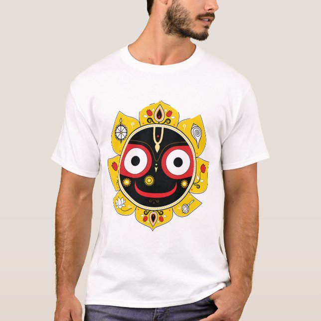 Lord Jagannath Face Hindu Deity Spiritual T Shirt (Framsida)
