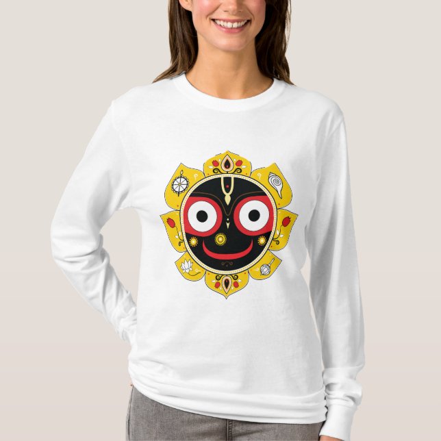 Lord Jagannath Face Hindu Deity Spiritual T Shirt (Framsida)