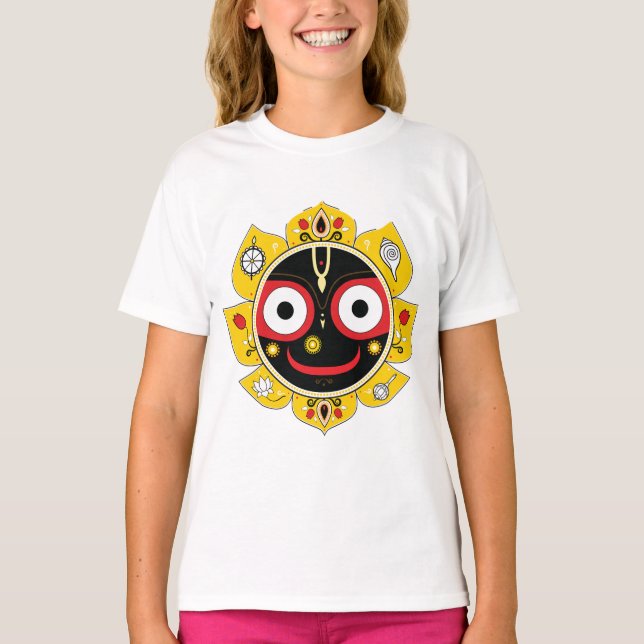 Lord Jagannath Face Hindu Deity Spiritual T Shirt (Framsida)