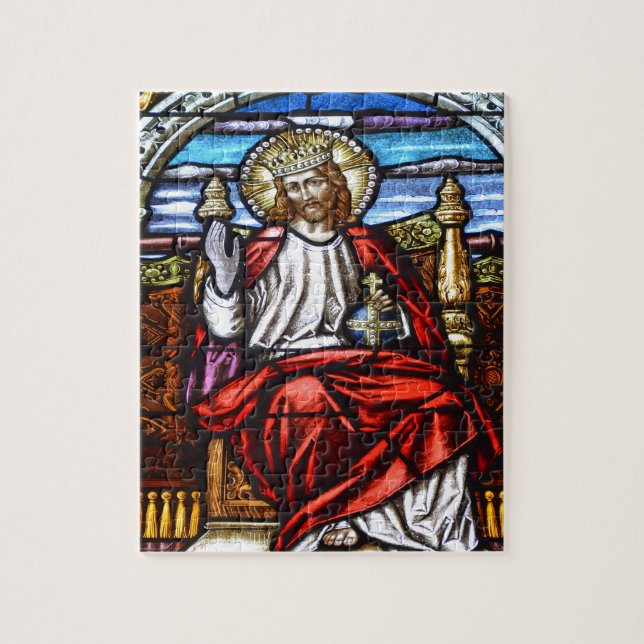 Lord Jesus på biskopsstolmålat glass Pussel (Vertikal)