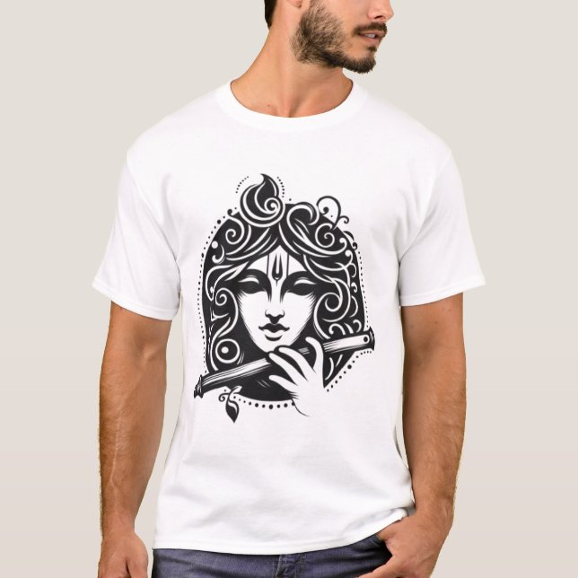 Lord Krishna Ansikte V4 T Shirt (Framsida)
