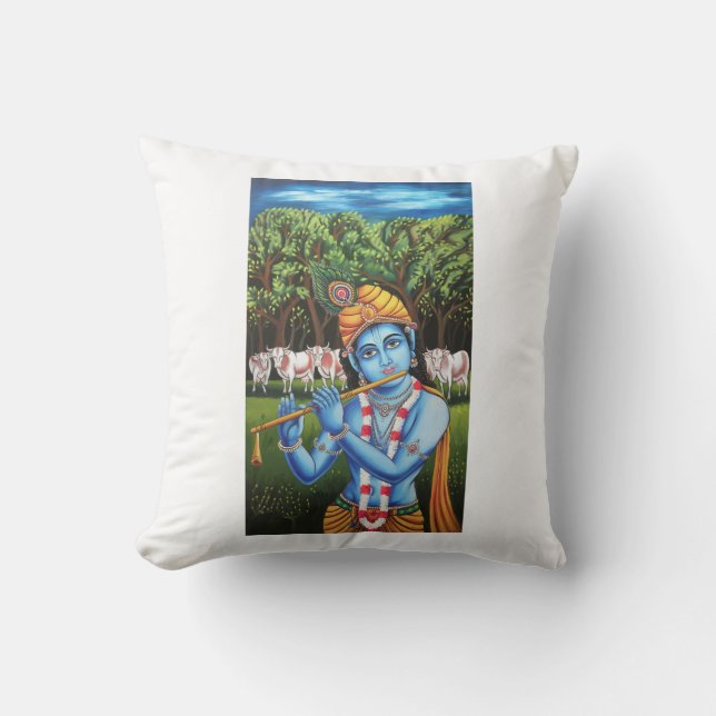 Lord Krishna Art Pillow Cover Kudde (Framsida)