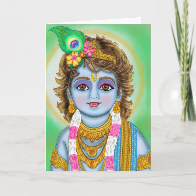 Lord Krishna Child Greeting Card Kort (Framsida)