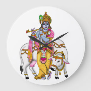 Lord Krishna Clock Stor Klocka