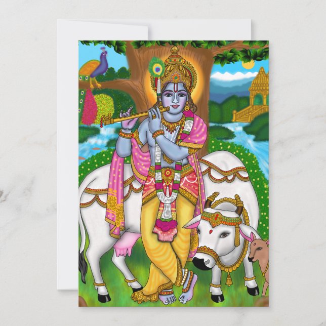 Lord Krishna Greeting Card Julkort (Framsida)