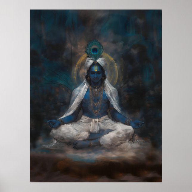 Lord Krishna i Meditation Poster (Framsidan)