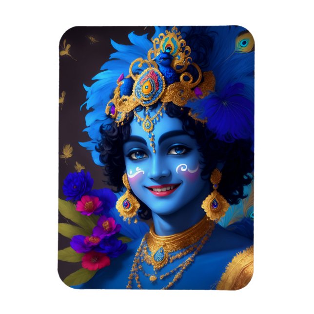 Lord Krishna Indian God Gudom Magnet (Vertikal)