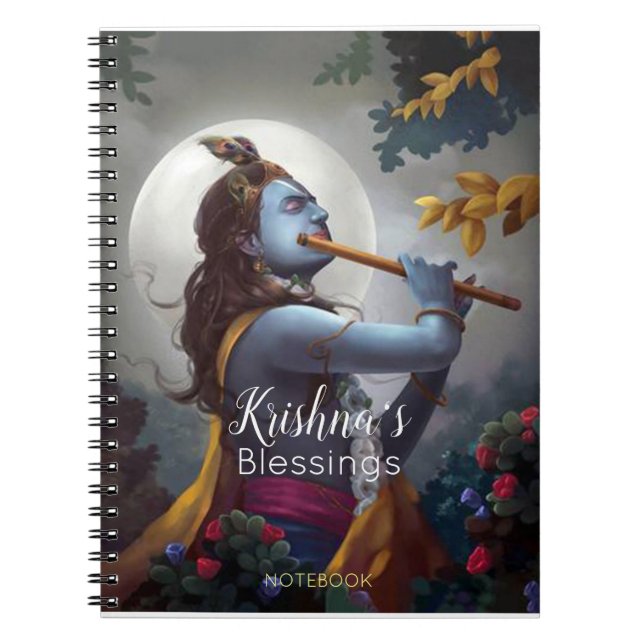 Lord Krishna med Flute Blute Anteckningsbok (Framsidan)