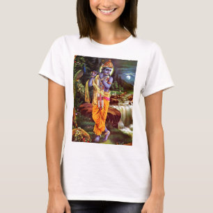 Lord Krishna med Flute Hindu God T Shirt