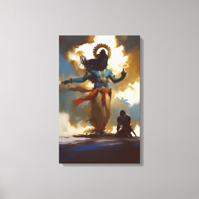 Lord Krishna och Arjuna Canvas Wall Art (Framsida)
