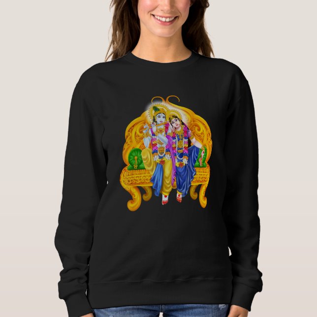 Lord Krishna och Devi Radha Hindu Gudom Meditation T Shirt (Framsida)