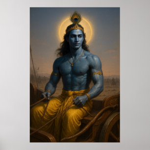 Lord Krishna on Chariot Mahabharata Divine Guide Poster