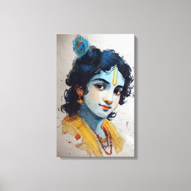 Lord Krishna Porträtt Canvas Wall Art (Framsida)
