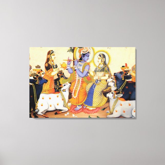 Lord Krishna Premium Wrapped Canvas (glans) (Framsida)