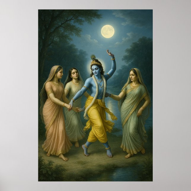 Lord Krishna Rāsleela | Divine Dance of Kärlek Poster (Framsidan)