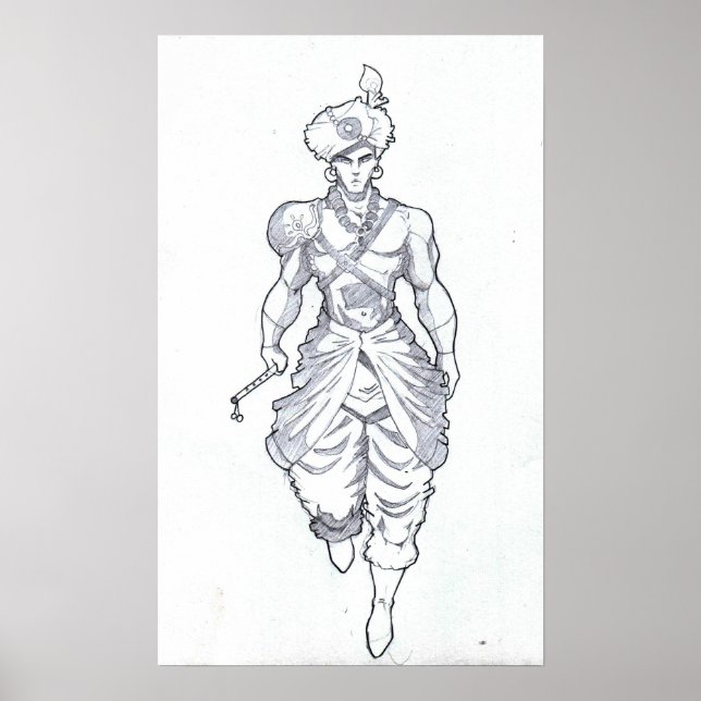 Lord Krishna Sketch Poster (Framsidan)