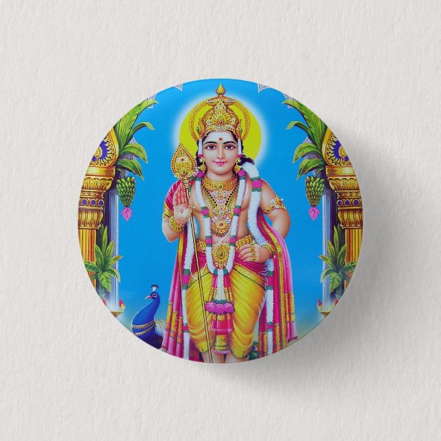 Lord Muruga, hinduisk gud Knapp (Framsida)