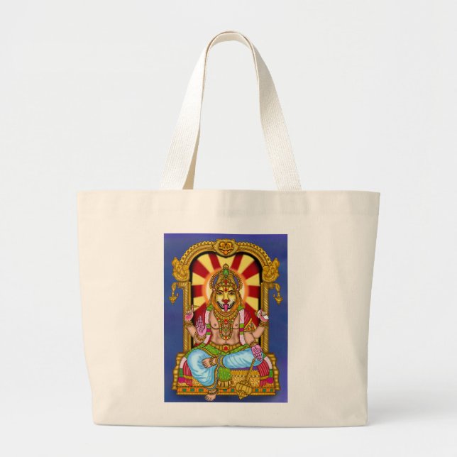 Lord Narasimha-handväskan Jumbo Tygkasse (Framsidan)
