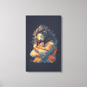 Lord Narasimha Hugger Prahlada Canvas Wall Art