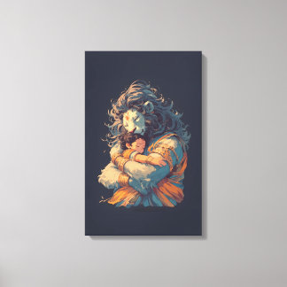 Lord Narasimha Hugger Prahlada Canvas Wall Art