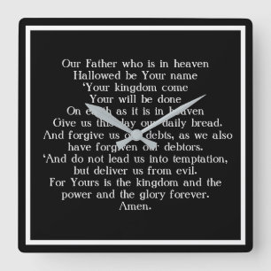 Lord Prayer Fyrkantig Klocka