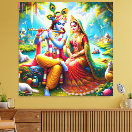 Lord Radha Krishna Kanvastryck Bild