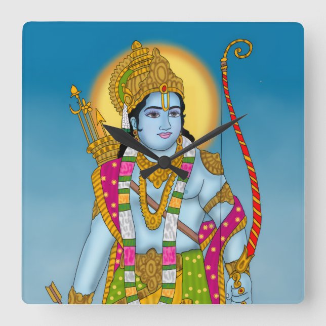 Lord Ram Wall Clock Fyrkantig Klocka (Framsida)