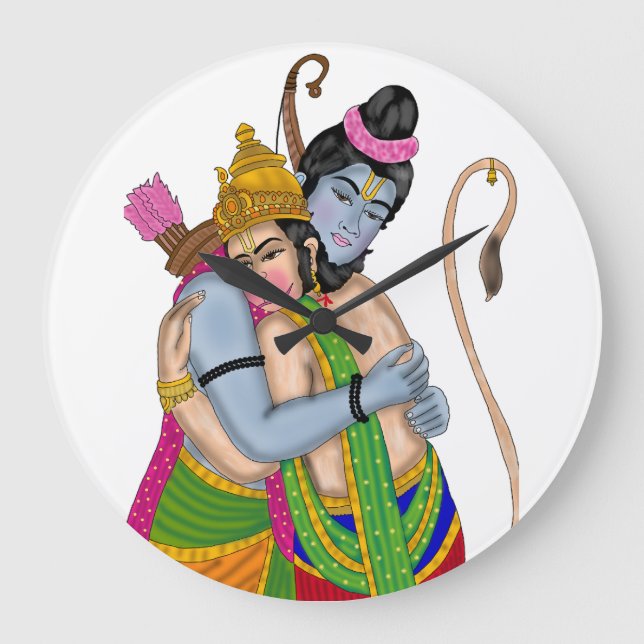Lord Rama and Hanuman Clock Stor Klocka (Framsida)