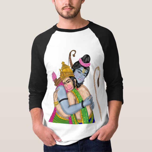 Lord Rama & Hanuman  T Shirt (Framsida)