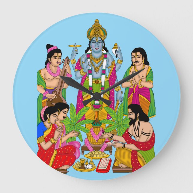 Lord Satyanarayan Wall Clock Stor Klocka (Framsida)