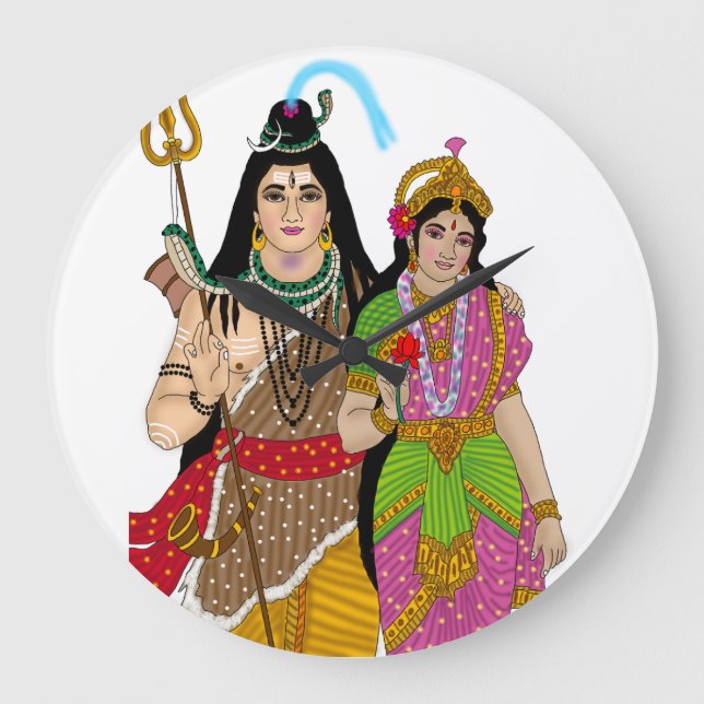 Lord Shiv Parvati Clock Stor Klocka (Framsida)