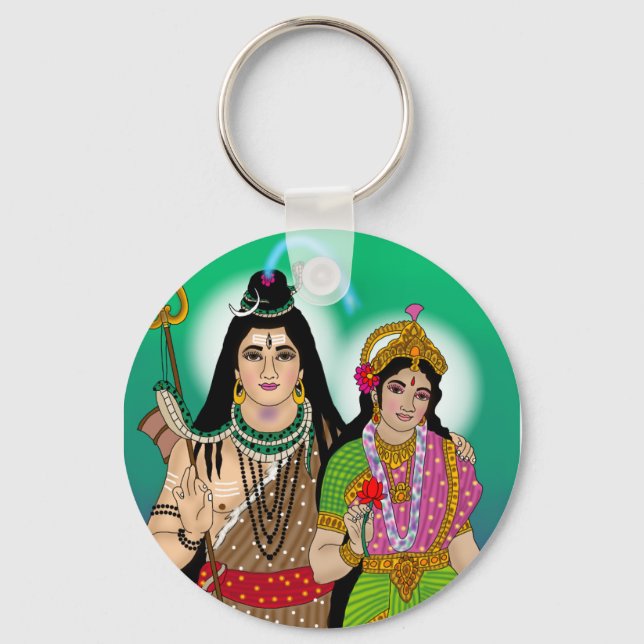 Lord Shiv Parvati Keychain Nyckelring (Framsida)