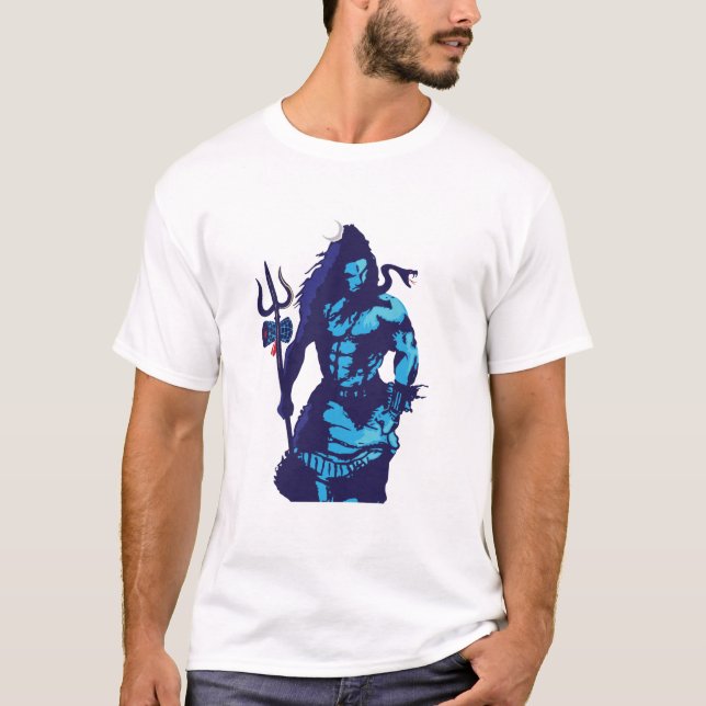 Lord Shiva Art Angry Trishul Mahadev Hindu god T Shirt (Framsida)
