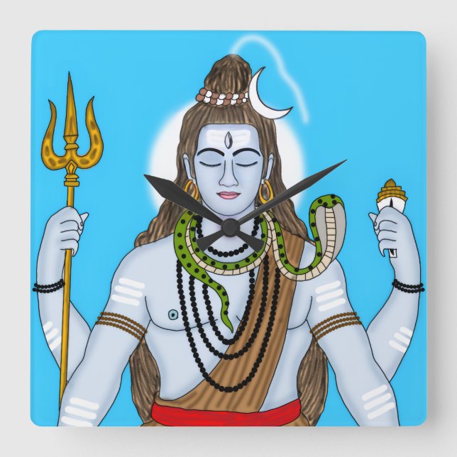 Lord Shiva Clock Fyrkantig Klocka (Framsida)