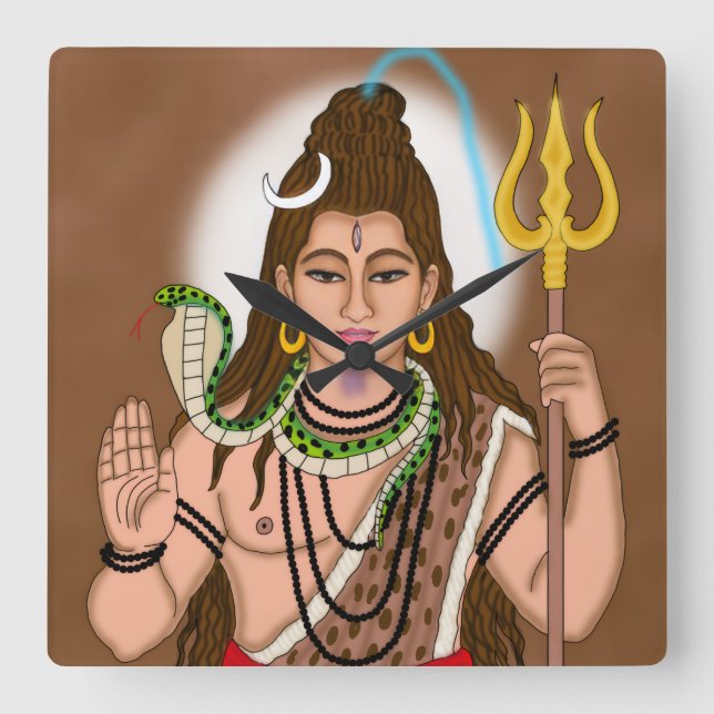 Lord Shiva Clock Fyrkantig Klocka (Framsida)