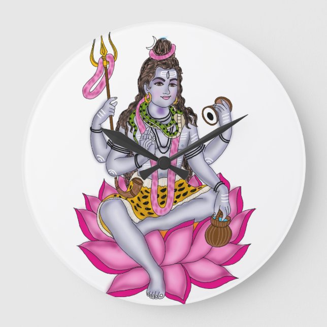 Lord Shiva-klocka – Väggdekor & Hemdekor Stor Klocka (Framsida)