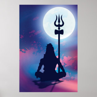 Lord Shiva Meditating Wall Art Poster