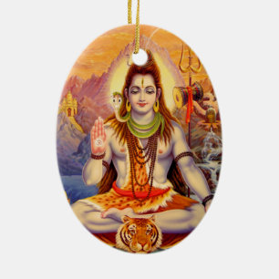 Lord Shiva Meditera Smycka Julgransprydnad Keramik