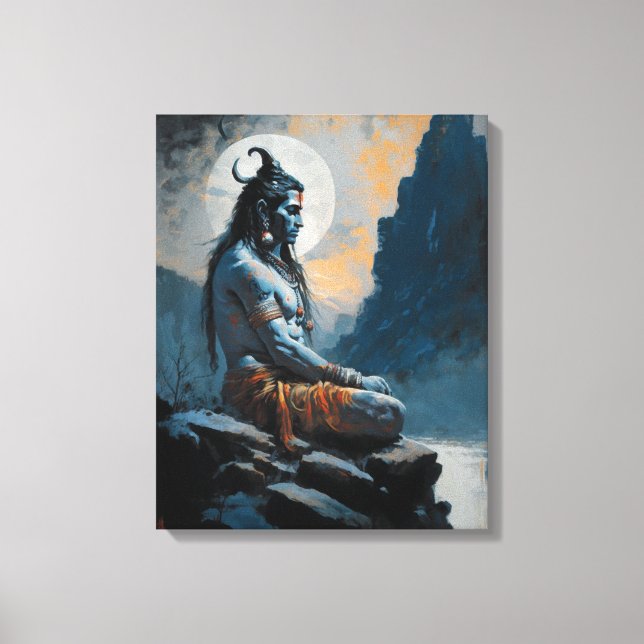 Lord Shiva mediterar, husuppvärmning, gåva, idé Canvastryck (Framsida)