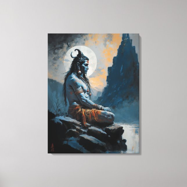 Lord Shiva mediterar, husuppvärmning, gåva, idé Canvastryck (Framsida)