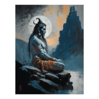 Lord Shiva mediterar, husuppvärmning, gåva, idé Fototryck
