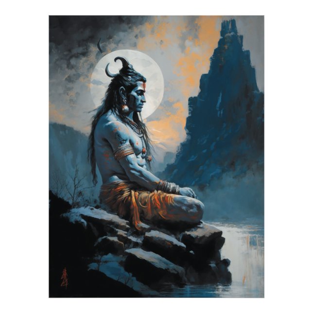 Lord Shiva mediterar, husuppvärmning, gåva, idé Fototryck (Framsidan)