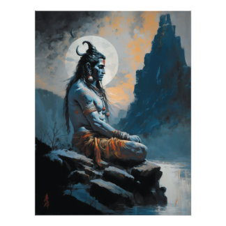 Lord Shiva mediterar, husuppvärmning, gåva, idé Fototryck