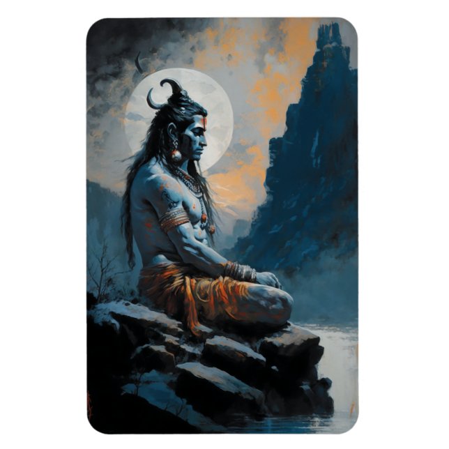 Lord Shiva mediterar, husuppvärmning, gåva, idé Magnet (Vertikal)