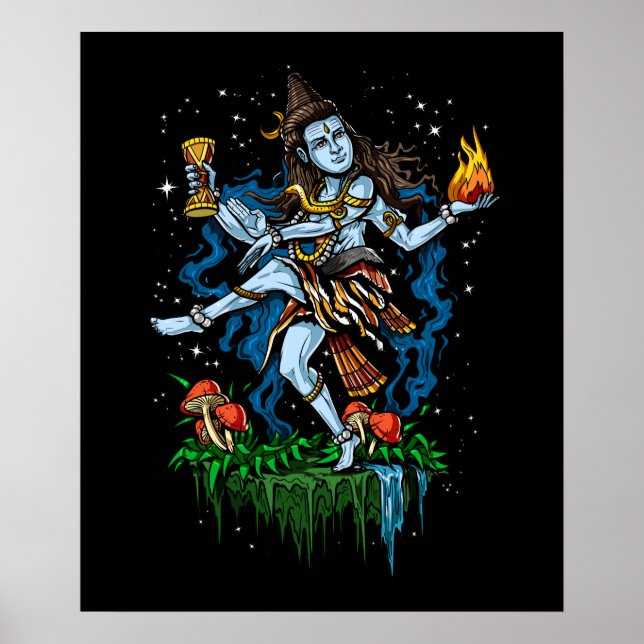 Lord Shiva Nataraja Dancing Hindu Gud Poster (Framsidan)