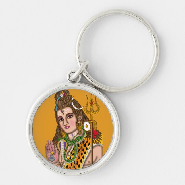 Lord Shiva-nyckelring Rund Silverfärgad Nyckelring (Framsidan)