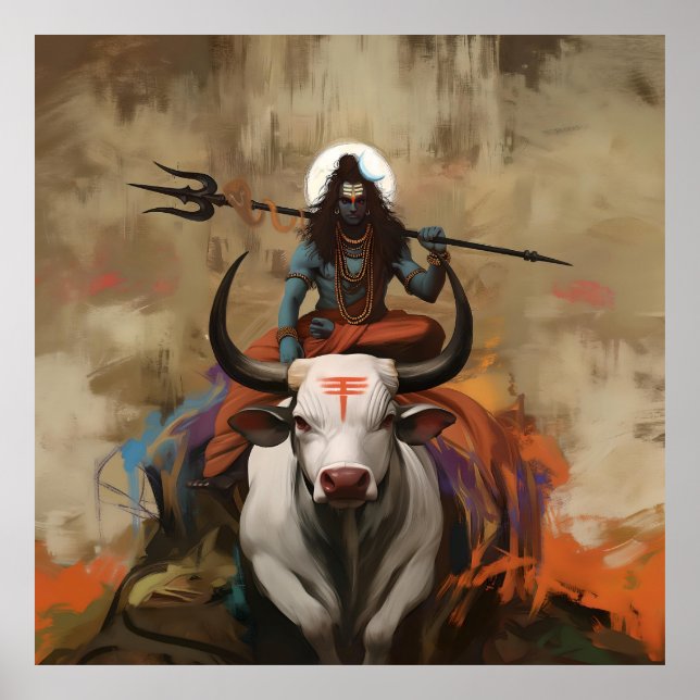 Lord Shiva på Nandi Poster (Framsidan)
