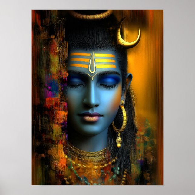 Lord Shiva Print: Modern Abstrakt Visionary Art Poster (Framsidan)