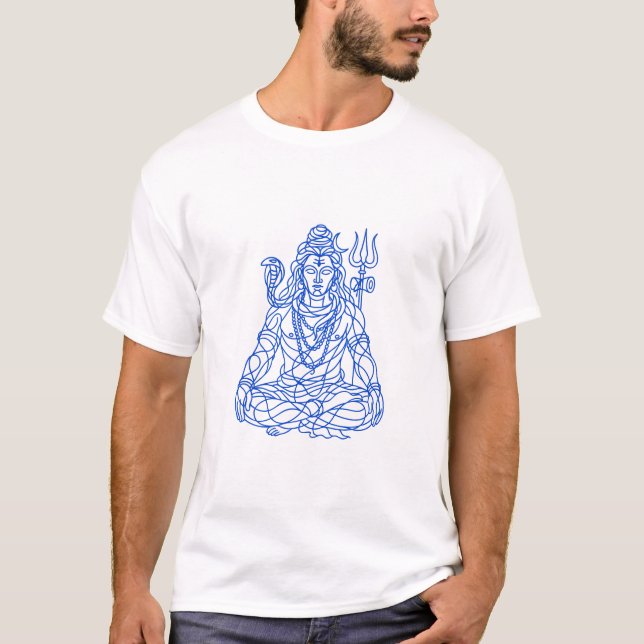 Lord Shiva Scribled Line Art T Shirt (Framsida)